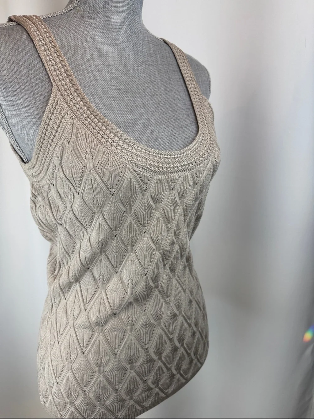White House Black Market tan knit tank S-Small - Picture 1 of 16